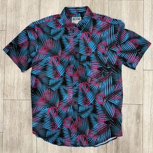 Men's RSVLTS Miami Vice KUNUFLEX Short Sleeve Black Shirt Size L Large Used